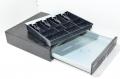 APG Cash Drawer VB030-6-BL1616-B5 musta solenoidiohjattu lukittava kassalaatikko shekkiaukolla