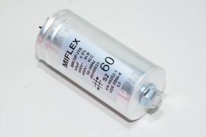 Miflex MKSP-I18 I18UV660I-A 60µF/450VAC 60x152mm motor run capacitor with faston terminals *new*