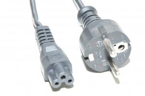 Power cable, CEE 7/7 straigth male (Schuko), C5 straigth female, black