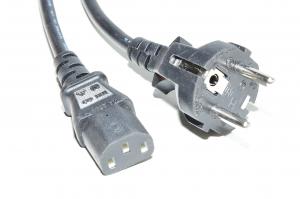Power cable, CEE 7/7 straigth male (Schuko), C13 straigth female, black