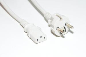 Power cable, CEE 7/7 straigth male (Schuko), C13 straigth female, gray