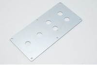 Aluminium switch panel 100x210x3mm with 6x 16mm and 6x 5mm holes