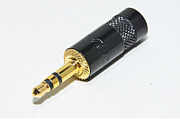 3,5mm stereo plugi Rean NYS 231 BG musta metallirungolla max 4mm kaapelille *uusi*