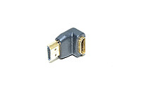 HDMI liitinsovitin, HDMI A uros liitin - HDMI A naaras 90° kulmamallin liitin *uusi*