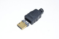 HDMI A uros liitin muovisella kuorella 8mm kaapelille *uusi*
