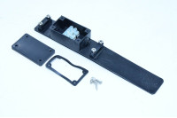 50x30x20mm black cable connection box integrated into 195x30x1,7mm plastic strip