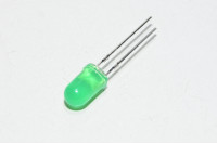 5mm indikaattori LED, vihreä, diffusoitu, 15mm jalat *uusi*
