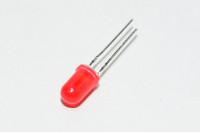 5mm indikaattori LED, punainen, diffusoitu, 15mm jalat *uusi*