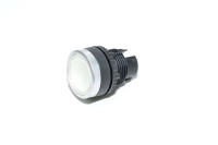 Baco 22mm diameter Auxibloc Plus series L21AH50 illuminated clear flush momentary pushbutton with chrome bezel operator head IP65