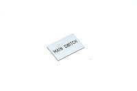 Legend plate, silver, 36,8x28mm rectangular, "MAIN SWITCH"