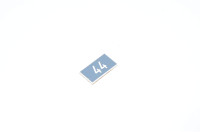 Legend plate, gray, 20x11mm rectangular, "44"