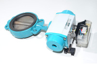 InterApp DN150 DN10150-23.2AR.4A.2A0.V butterfly valve for 150mm tube with IA30DA F05-0714 with pneumatic double acting actuator and Rotech TCR3MVAZ limit switch and Herion 24Vdc 5/2 solenoid spool valve *new*