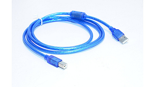 USB A-B cable translucent blue, with ferrite 1.5m *new*