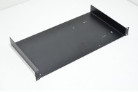 19" 1U 484x250x44,5mm black steel equipment rack shelf with 4x 9,9x5,9mm oval holes *drilled model*
