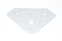 Aluminium signalling tower mounting bracket 105x105x147x4mm with 1x 13mm, 2x 9mm and 4x M5 holes