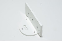 Aluminium angled signalling tower mounting bracket 150x150x210x5mm with 1x 13mm, 2x 9mm and 4x M5 holes, painted white