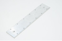 Aluminium mounting plate 304x60x6mm with 12x M4x0.7 and 2x 4,75mm holes, suitable for 6x solid state relays