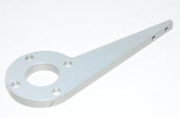 Aluminium flipping arm for rotary actuator, overall lenght 187mm, 3x M5 and 4x 8mm mounting holes
