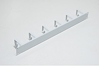 19" 1U 482x44x1mm white steel control panel rack mounted with 6 hooks and 4x 10x6,8mm oval holes