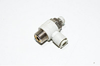 SMC AS3201F-03-08 elbow type meter-out speed controller with R3/8 threaded port and 8mm quick connector for tube