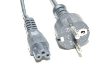 Power cable, CEE 7/7 straigth male (Schuko), C5 straigth female, black