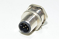 M12 panel mount A-coded 5-pin male front mounting metal sensor connector SS-M12-PM-AC-5P-M-FRMT-PG9-PCB-V1 with PG9 thread and solder pins for PCB connection *new*