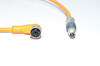 Sensor cable IFM E10304 with molded plastic angle type A-coded unshielded 4-pin female M12 + Harting Harax M8-S 21 01 130 4061 3pin male M8 sensor connectors