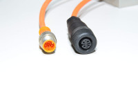 Sensor cable IFM E70032 with molded plastic straight A-coded unshielded 4-pin male M12 + Binder 713-series 99-0430-10-04 4pin female M12 sensor connectors