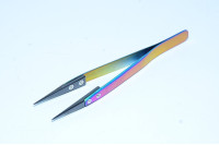 Colorful 129x10mm steel tweezers with 41mm straight black glossy finish ceramic tweezer tips *new*