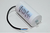 Miflex MKSP-5P I150V700K-D 100µF/500VAC 65x120mm motor run capacitor with M8 mounting and 250mm leads *new*