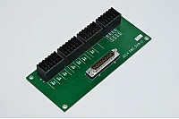 PMJ JB3.4 DWG 3918-0 I/O board with 4x 12pin AMP D-3500 connectors and 1x DB-25M connector, model 1