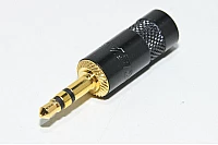 3,5mm stereo plug Rean NYS 231 BG black with metal housing for max 4mm cable *new*