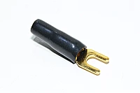 4-6mm² insulated black gold plated fork crimp connector for M5 screw *new*