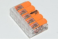 Wago 221-415 orange push-in 5-conductor compact splicing connector with levers *new*