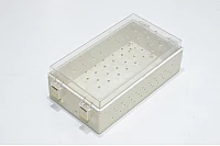 213x115x66mm elektroniikkalaitekotelo, polykarbonaatti, beige, läpinäkyvä kansi kotitekoisilla tuuletusaukoilla