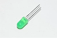 5mm indikaattori LED, vihreä, diffusoitu, 15mm jalat *uusi*
