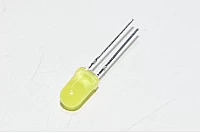 5mm indikaattori LED, keltainen, diffusoitu, 15mm jalat *uusi*