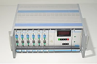 RDP Modular 603 kotelo + 6 x 621 LVDT vahvistimia+ 650 sarjaportillinen käyttöliittymä ja dataloggerimoduuli +  631 virtalähde