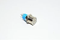 16mm metallinen kytkin, tasapäinen, On/Off (SPDT), 220V vihreä LED, virtasymboli, M16x1, 3A, 250VAC, IP65 *uusi*
