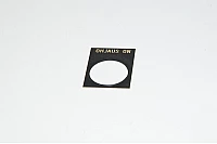 Legend plate, black, 30x40mm square, for 22mm switches / indicator lights "OHJAUS ON"
