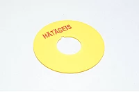 Merkkikilpi, keltainen, 65mm pyöreä, 22mm kytkimelle / merkkilampuille "HÄTÄSEIS"