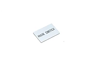 Legend plate, silver, 36,8x28mm rectangular, "MAIN SWITCH"