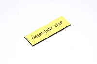 Legend plate, yellow, 60,5x20mm rectangular, "EMERGENCY STOP"