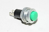 Ei lukkiutuva painonappi NO kärjillä 1A 250VAC vihreä, muovi/metallirunko, M10x0,75mm kierre *uusi*