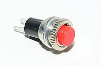 Non-latching pushbutton NO contacts 1A 250VAC red, plastic/metal housing, M10x0,75mm thread *new*