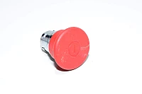 Telemecanique XB2-B series operator head ZB2-BT4 40mm latching red mushroom button (pull to reset) with metal frame with text "1" IP66