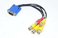 15pin sub DE-15 VGA connector with 4x BNC female inputs 1x RCA female input for CCTV surveillance card