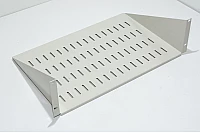 19" 3U 482x300x133mm white steel equipment rack shelf with rounded holes and 4x 10,5x6,8mm oval holes