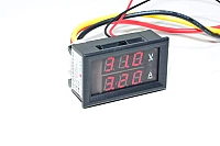 Panel mounted digital combined voltage and current meter YB27VA with 3-digit red LED displays, 0...100VDC, 10A direct measurement *new*