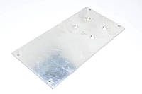 Alumiininen kytkinpaneeli 240x120x3mm jossa 4x upotettua 7mm ja 4x M4 reiät